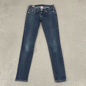 True Religion Skinny Jeans Women 27 Blue Dark Wash Low Rise Denim